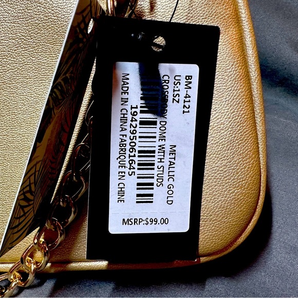 Badgley Mischka Gold Quilted Handbag - Picture 3 of 4